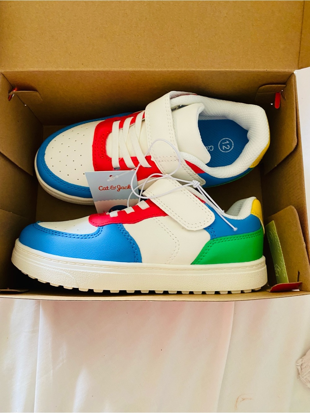 Cat & Jack NEW White Low-Top Colorful Sneakers